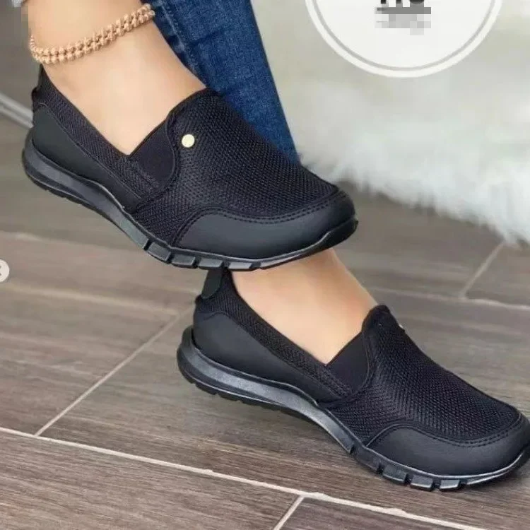 Women's Loafers New Slip-On Flats Shoes Breathable Mesh Casual Shoes Female Sneakers Comfort Light Vulcanized 35-43