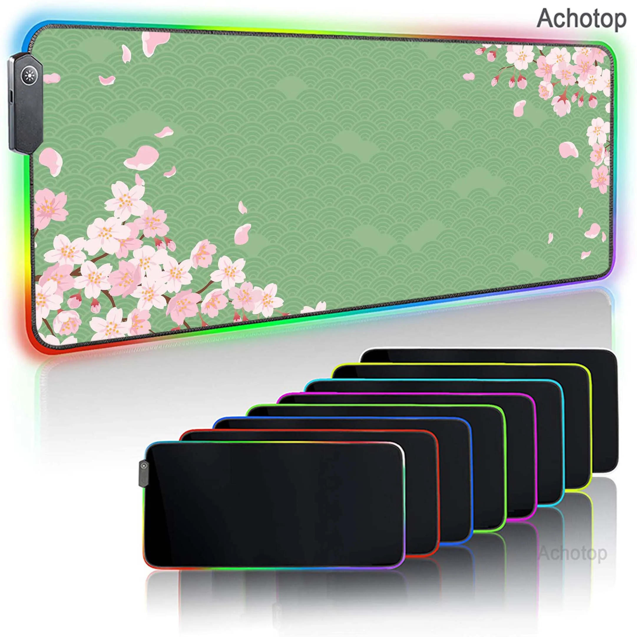 thumbnail image 1 of Sakura-alfombrilla grande para ratón, color rosa, RGB, retroiluminada, alfombrilla de ratón para gamers, accesorios para juegos, almohadillas para teclado, alfombrilla de escritorio de velocidad XXL 9, 1 of 5