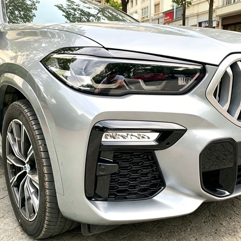 BMW X5 G05 X6 G06 2019 2020 2021 2022 자동차 전면 헤드라이트 눈썹 윈드 나이프 외부 장식 액세서리 키트