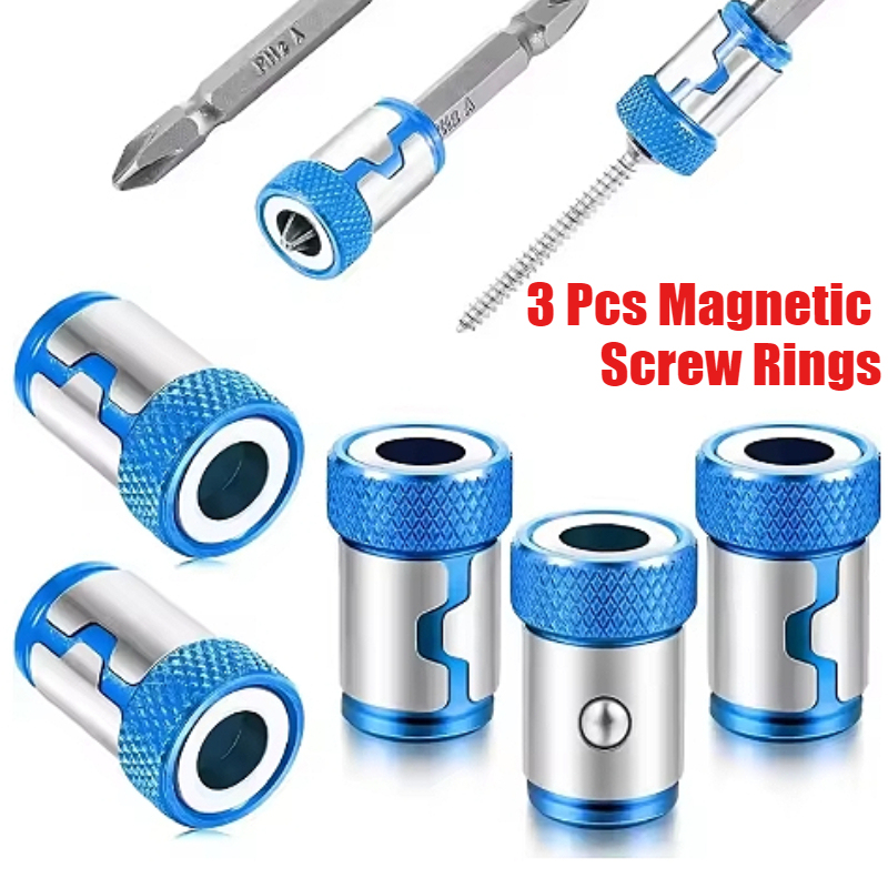 3 Pcs Magnetic Screw Rings Magnetized Ring Screwdriver Bits For 1/4 Inch 6.35MM Screwdriver Bits Electric Screwdriver Bits