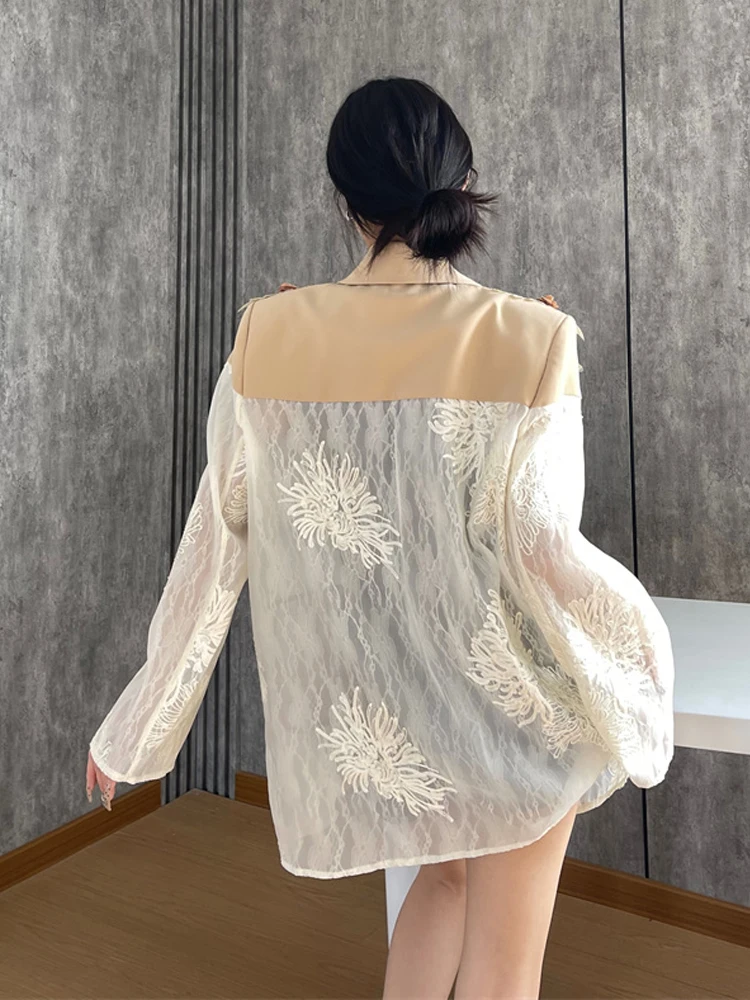 High street Lace patchwork blazer Women's 2025 Summer Luxury