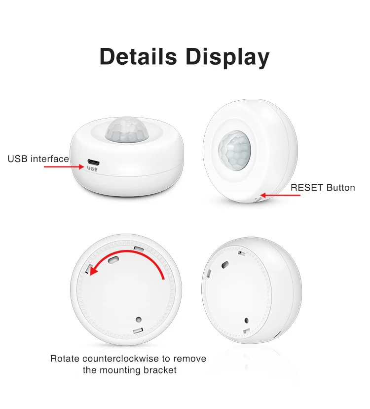 Tuya WiFi Smart PIR Motion Detection Sensor Security Burglar Alarm Sensor Smart