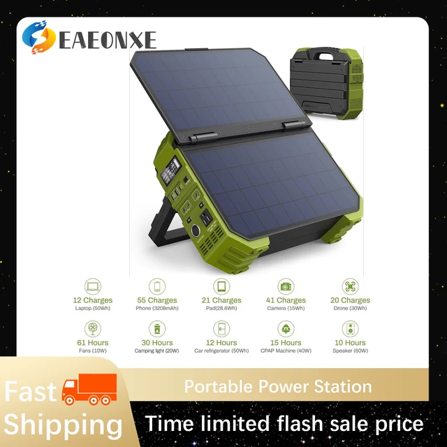 Solar Panel Portable Power Station 1000W with Built-in 614WH 192000mAh LiFePO4 Battery Pack Solar Generator with AC DC USB PD 1
