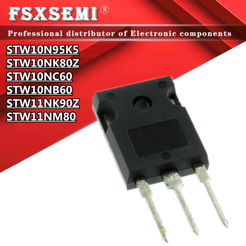 

5PCS STW10N95K5 STW10NK80Z STW10NC60 STW10NB60 STW11NK90Z STW11NM80 10N95K5 W10NK80Z W10NC60 W10NB60 W11NK90Z W11NM80 TO3P