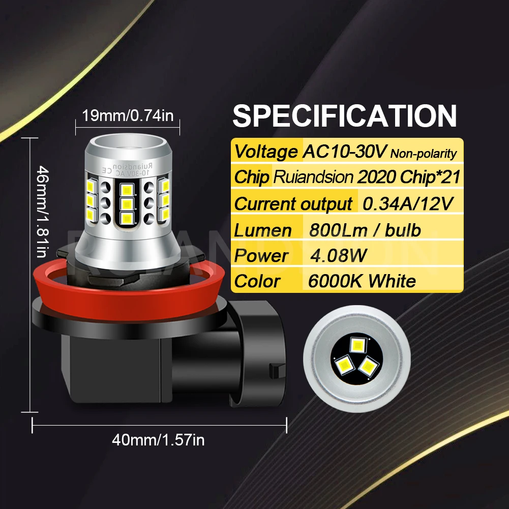H11 LED 안개등 전조등 고품질 LED 전구 폭스바겐 VW 티구안 2 MK2 2016 2017 2018 2019 2020 범용 액세서리
