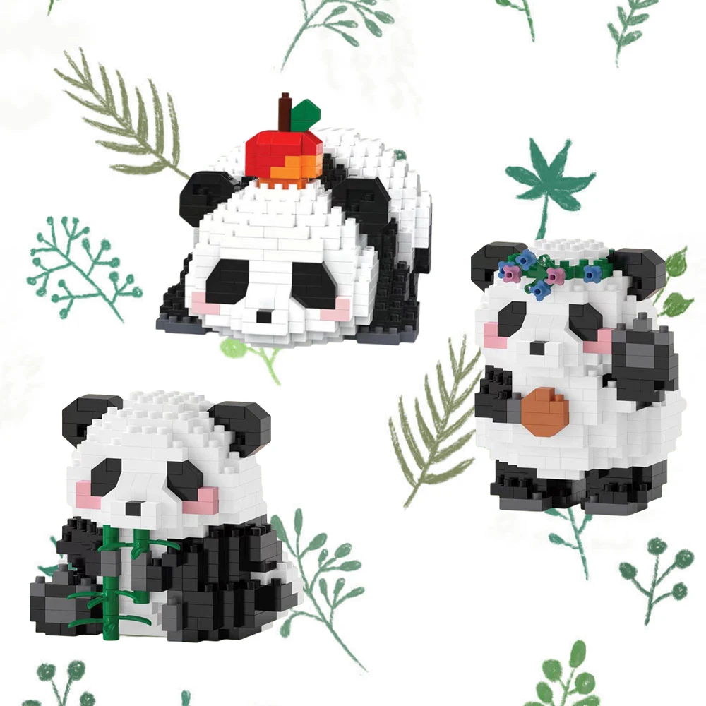 Knew Built Adorable Panda Micro Mini Building Blocks: Five Lovable Shapes, with Charming Apple and Bamboo Perfect Playmate Toys 2