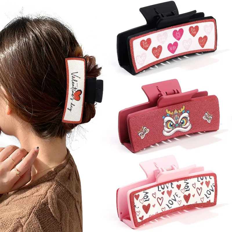 

Shark clip leather hair clip Valentine's Day Hair Accessories Pink Clip Curly Wholesale