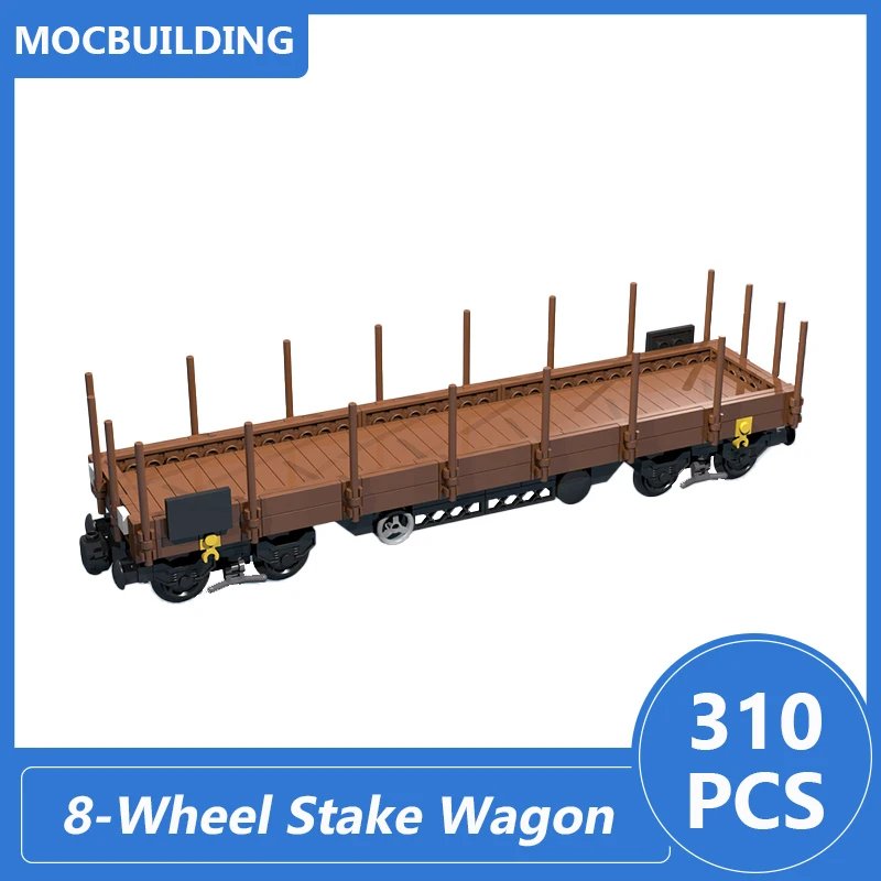 

8-Wheel Stake Wagon Brown 9 Studs Wide Model Moc Building Blocks Diy Assemble Bricks Train Transportation Xmas Toys Gifts 310PCS