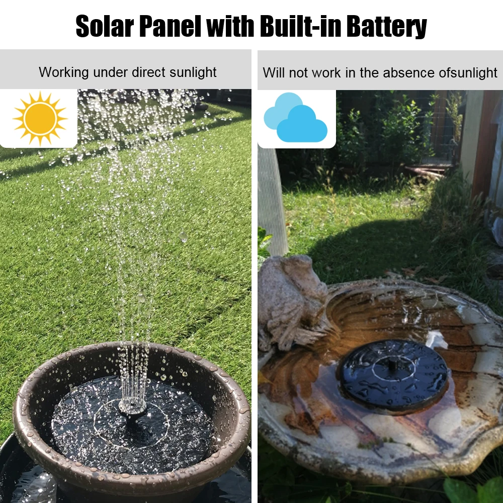 Solar Fountain Bird Bath Pond Patio Powered Fountain Garden Decoration Floating Garden Waterfall Fountain Pump images - 6