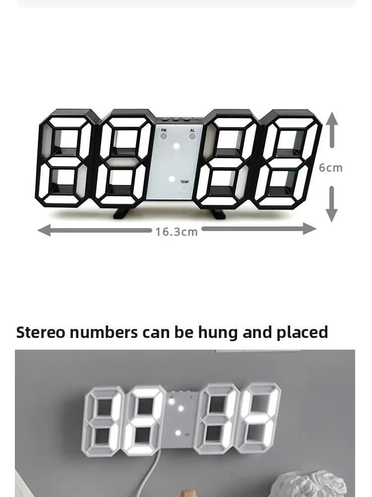 Description Picture 5 of item3D Clock Wall LED Digital Clock Multifunctional Creativity Room Home Decoration Decor Clocks Garden