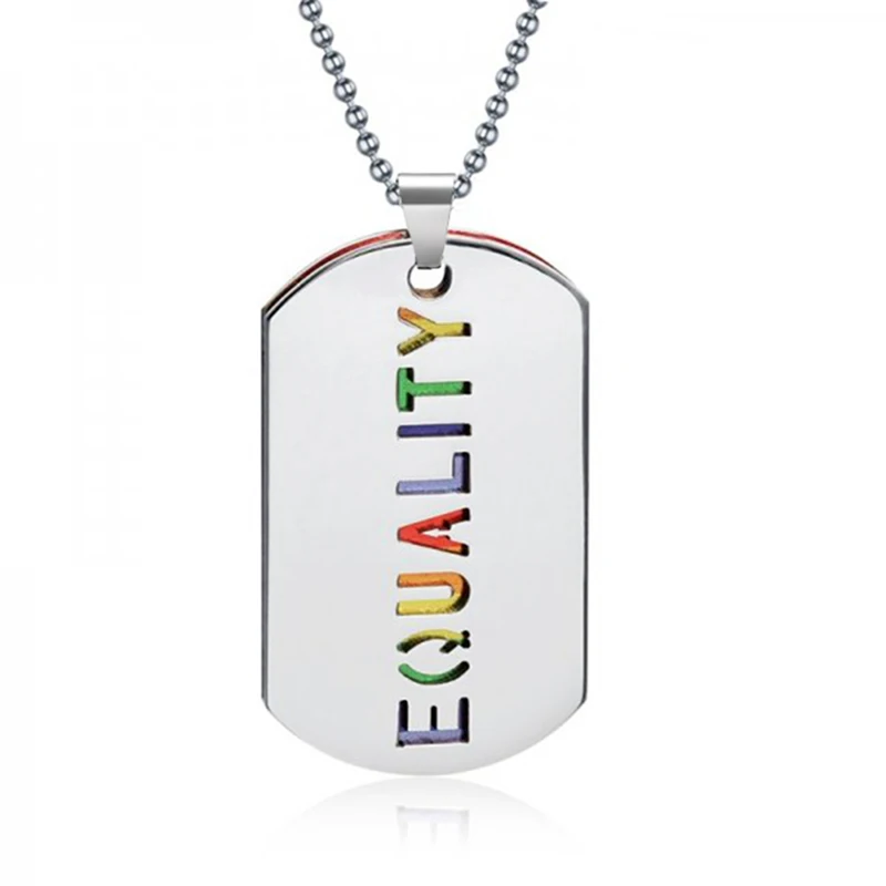 Cupimatch Gay/LGBT Collana Dog Tag Acciaio Inox Modello Arcobaleno - Foto 3