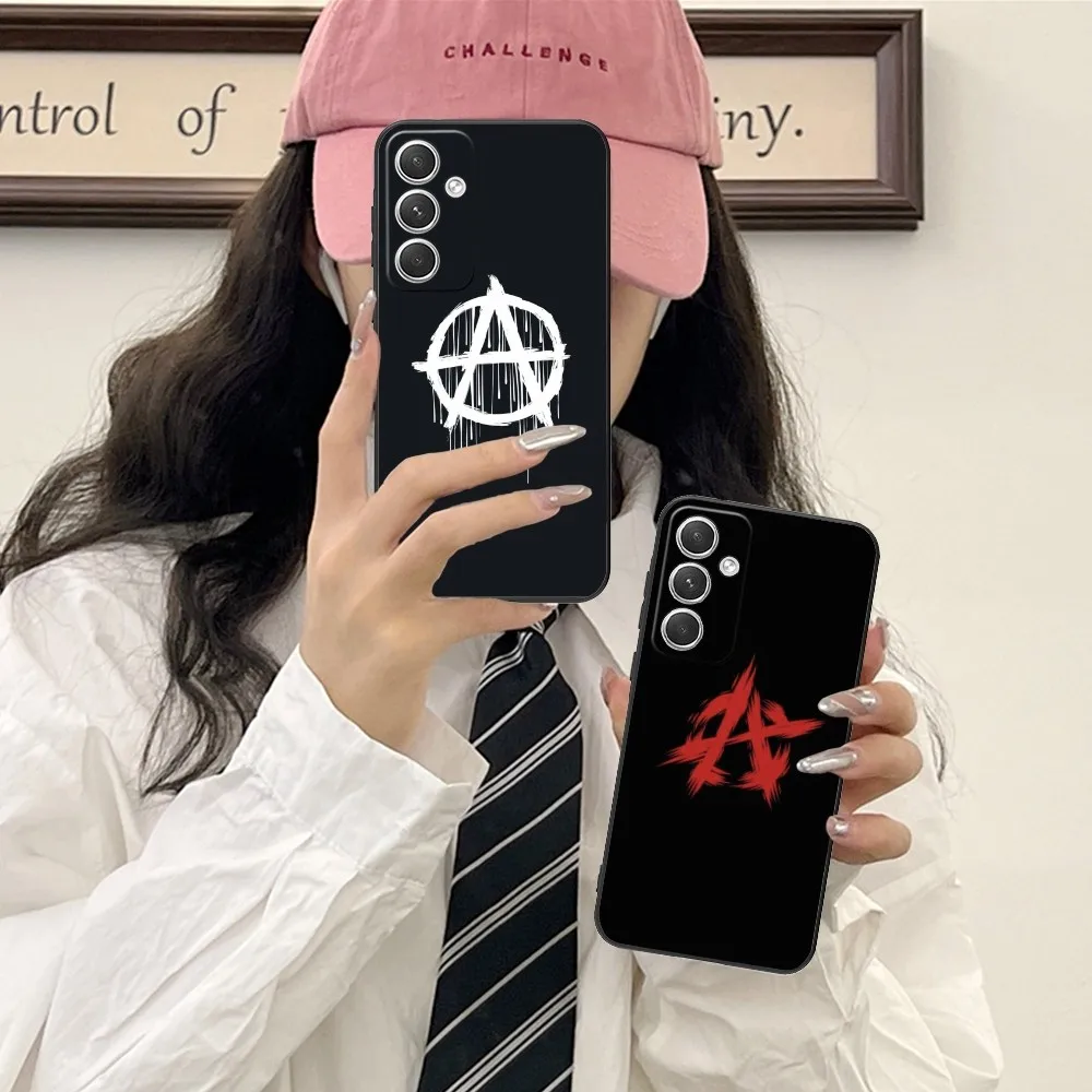 Anarchy Symbol Mobile Cell Phone Case For Samsung Galaxy S24 S23 S22 S21 S20 S10 S9 Plus Fe Ultra Lite Black Phone Cover Funda