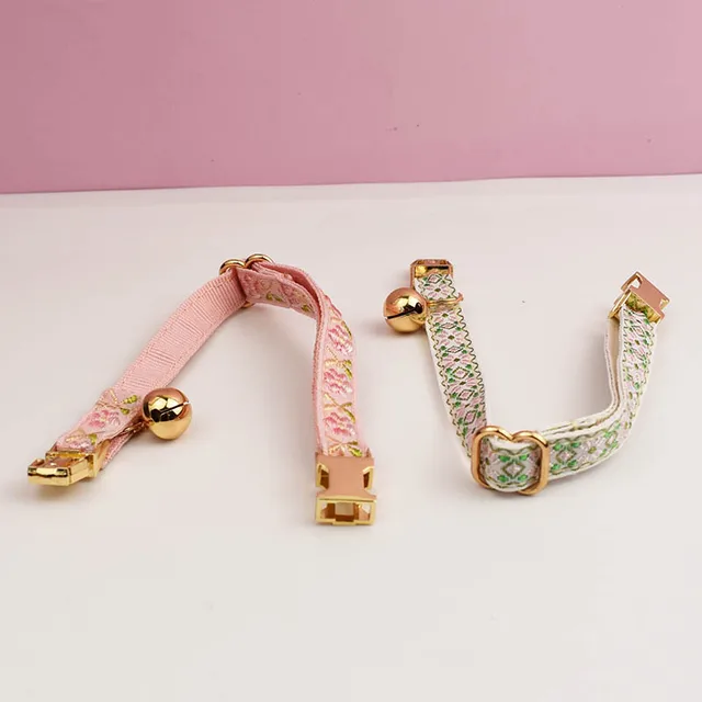 Adjustable Comfortable Cat Collar with Bell Personalized Pet Collar for Cats And Small Dogs metal hardware set cat collar 6