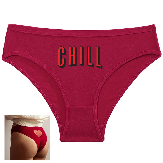 CHILL Letters Print Lace Naughty Heart Underwear for Women Sexy