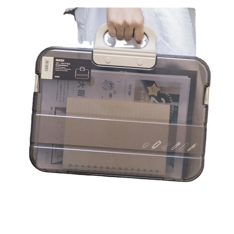 

Transparent plastic portable file box for enterprise supplies folder para documentos trieur document A4 organ bag