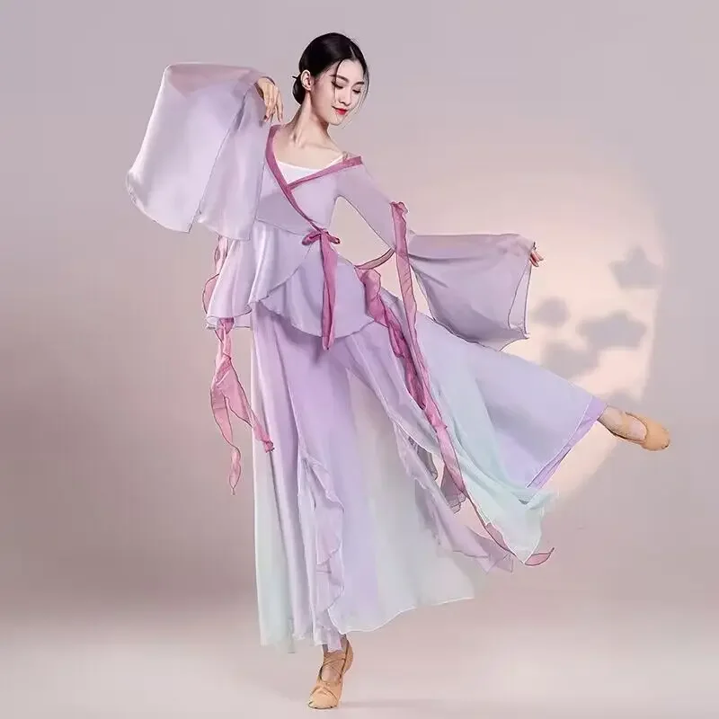 

Classical dancer performance costumes elegant cardigan practice clothes body rhyme long outer gauze Chinese style folk dance