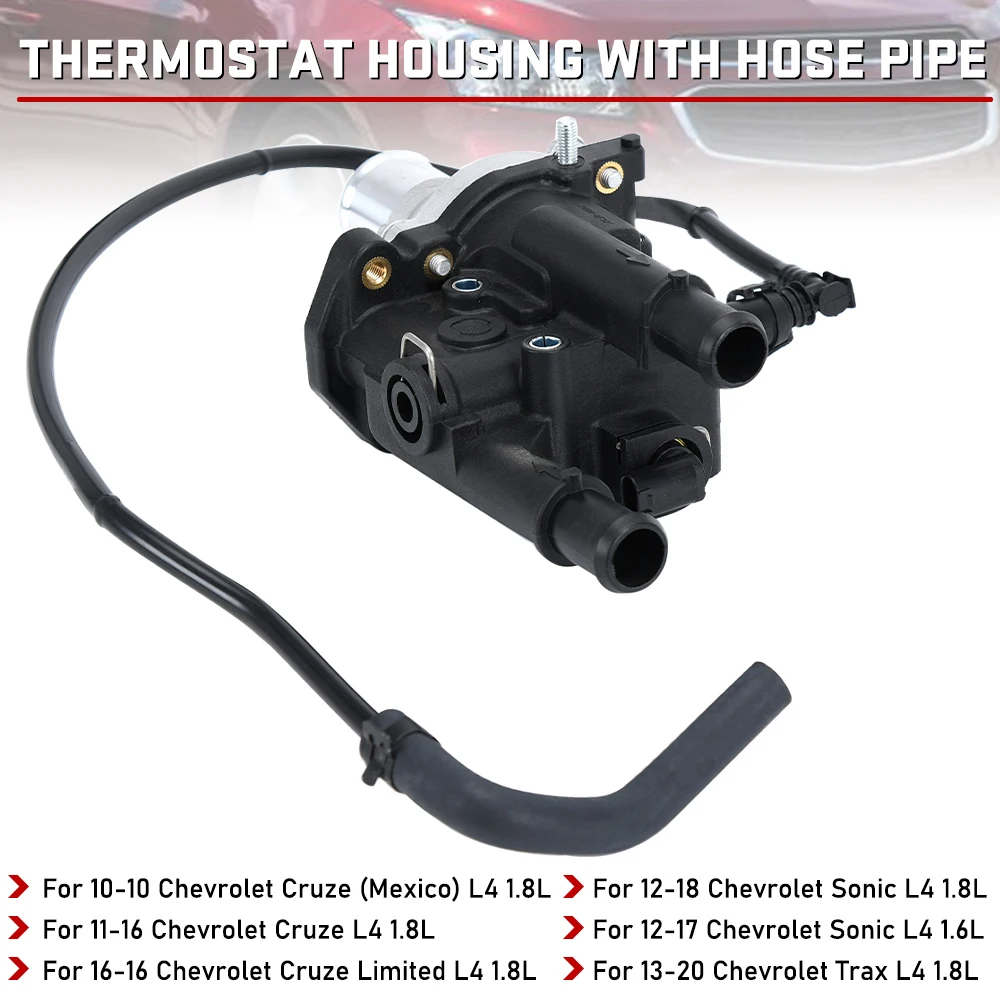 アップグレードされたアルミニウムエンジンクーラントサーモスタットハウジングアセンブリ&amp;クーラントクロスオーバーウォーターアウ 車用サーモスタットハウジング CHEVROLET SONIC CRUZE TRAX 1.6L 1.8L ウォーターアウトレット 25