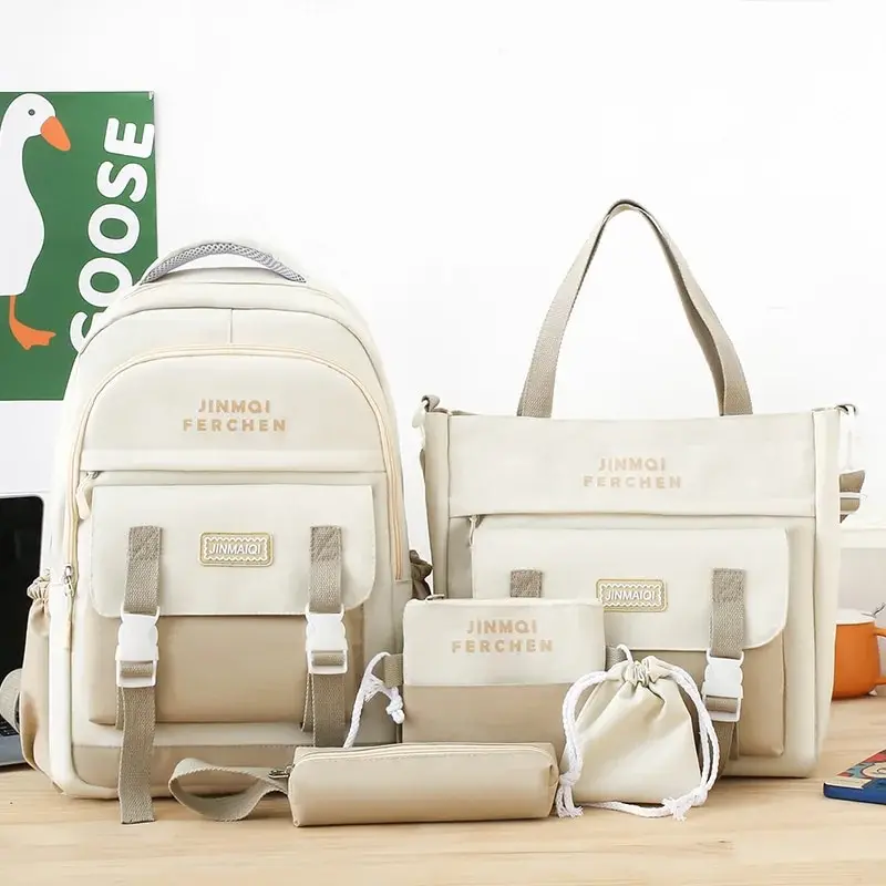 High Quality School Bags For Primary Middle School Students 5pcs/Set Double Shoulder Backpacks Lightweight Waterproof