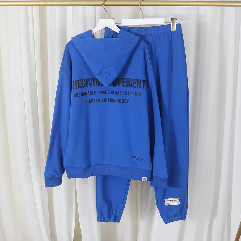 THEGIVINGMOVEMENT Loose Hoodies 2 Piece Set Casual Fashion Long Sleeve Sweatshirt Pants Suits for Men and Women 2