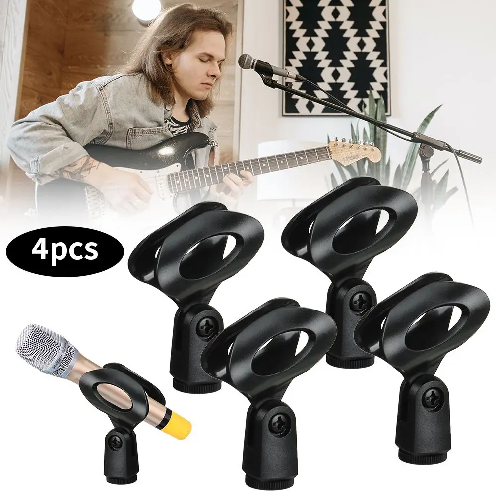 Mic Clip Universal Wired/ Wireless Microphone Mount Holder for Mic Stand Accessories microphone stand microphone mount clamp microphone shock mount 4 Pack