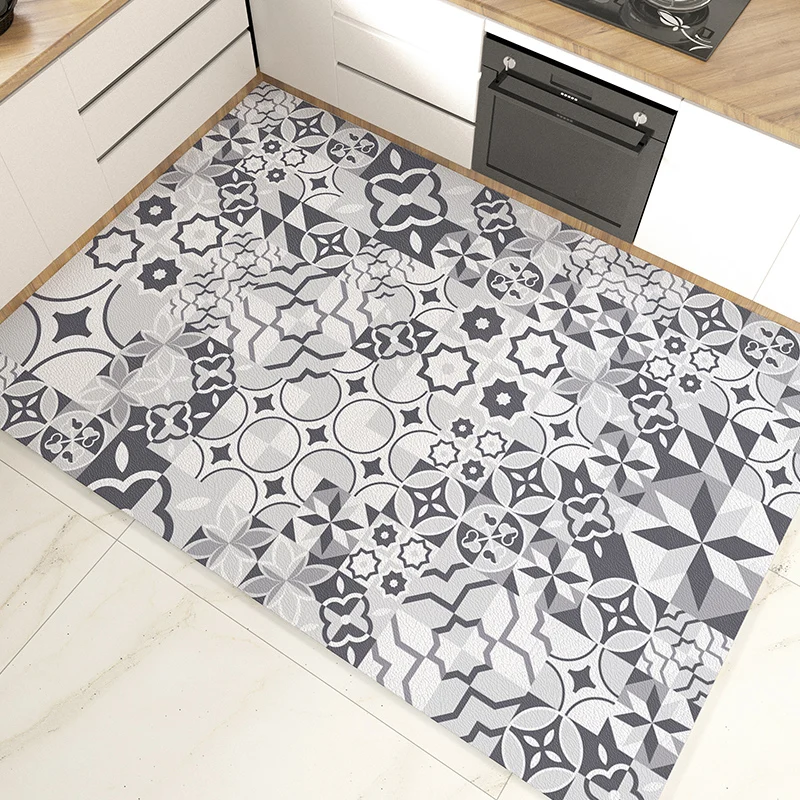 Kitchen Carpet PVC Floor Mats Oil-proof Waterproof Leather Mat Home Decor  Anti-slip Area Rug Alfombra Cocina Tapete Para Cozinha - AliExpress