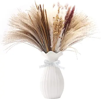 Confezione da 90 pezzi Decorazione Bouquet di fiori secchi naturali di erba di pampa Decorazione Boho per la casa Matrimonio Vacanza Festa Phragmites Jarrones 1