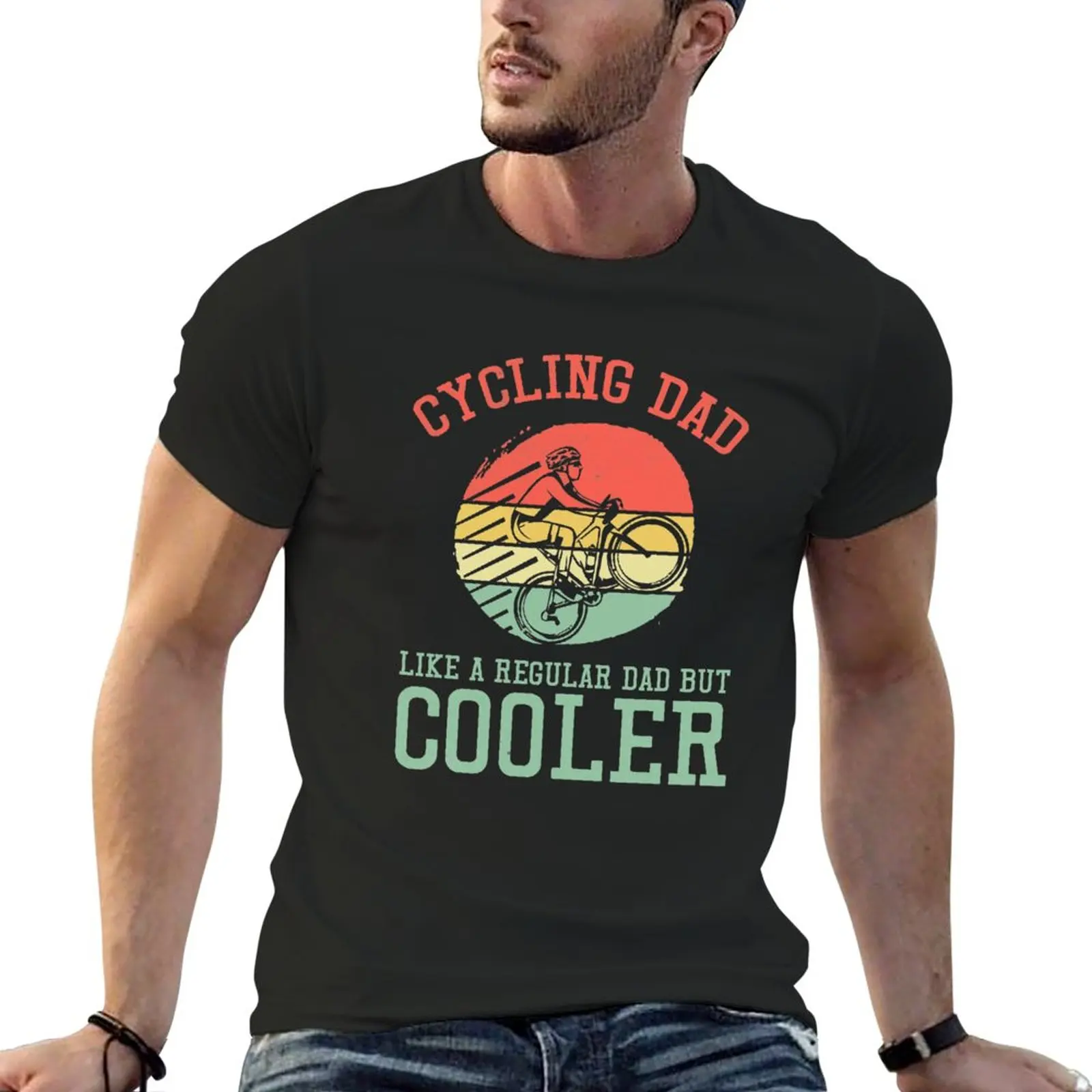 

New Cycling Dad Like A Regular Dad But Cooler Funny Vintage Cyclist Father's Day Gift T-Shirt