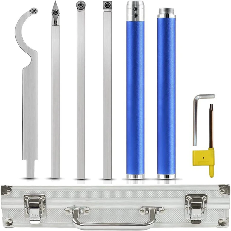 

Wood Turning Tools Set in Case Carbide Lathe Turning Tools Lathe Rougher Finisher Tools With 2 Handle Interchangeable and Extend