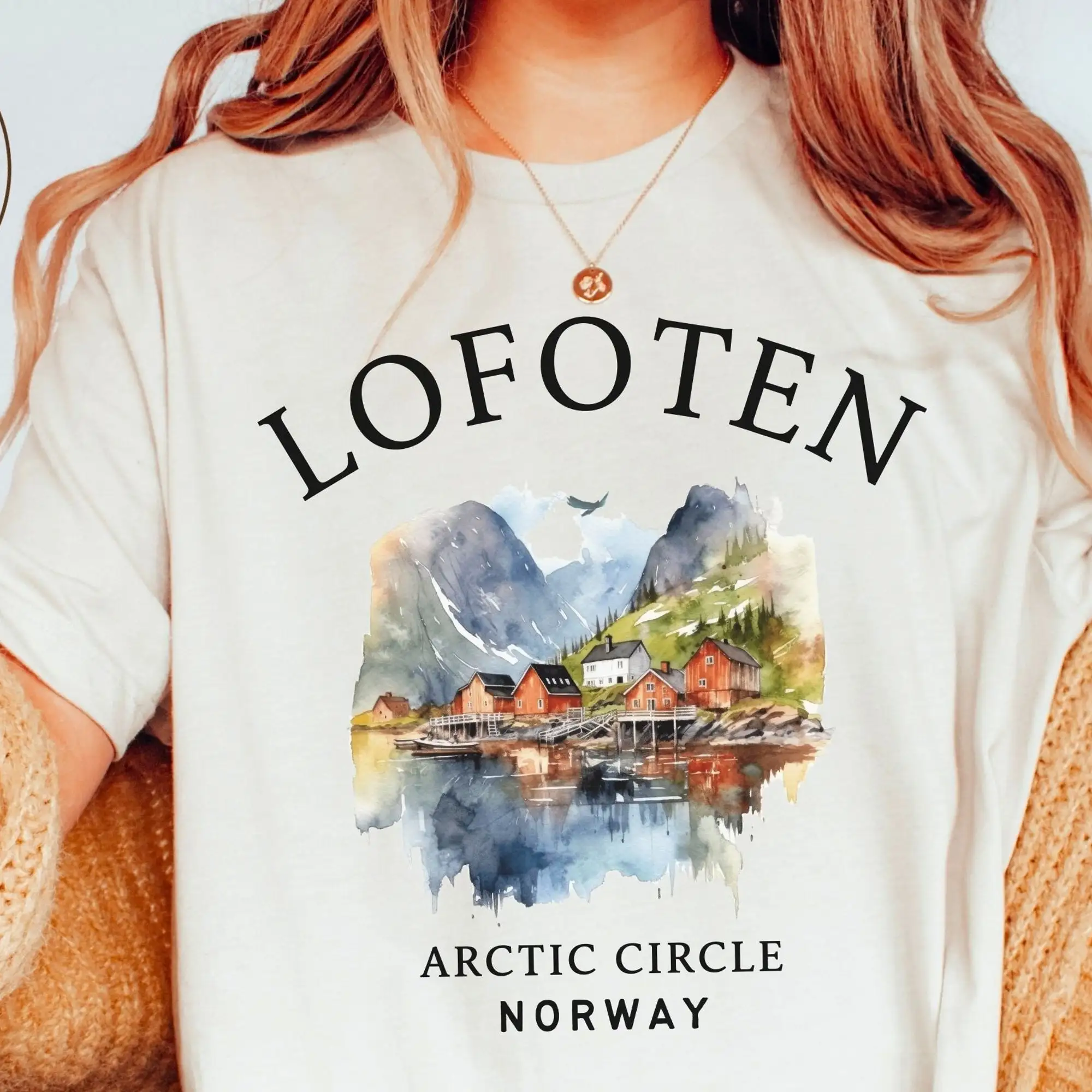Tshirt Norwegen Reise - BIOBAUMWOLLE Skandinavien Lofoten Häuser Shirt - Norwegen Souvenir