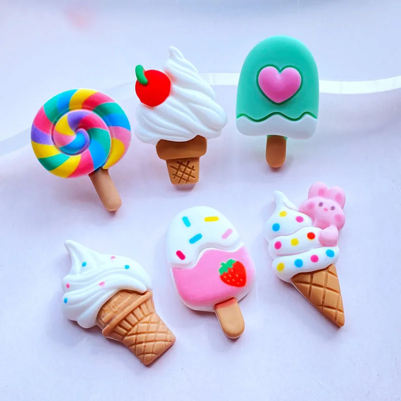 Kawaii Cake Popsicle Lollipop Flat Back Acrylic Cabochons Scrapbooking DIY Jewelry Craft Decoration Accessorie 10Pcs ornament crafts
