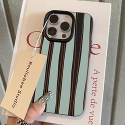 Striped Lichee Pattern Shockproof Phone Case with Soft Cover - iPhone 15 Plus (1)
