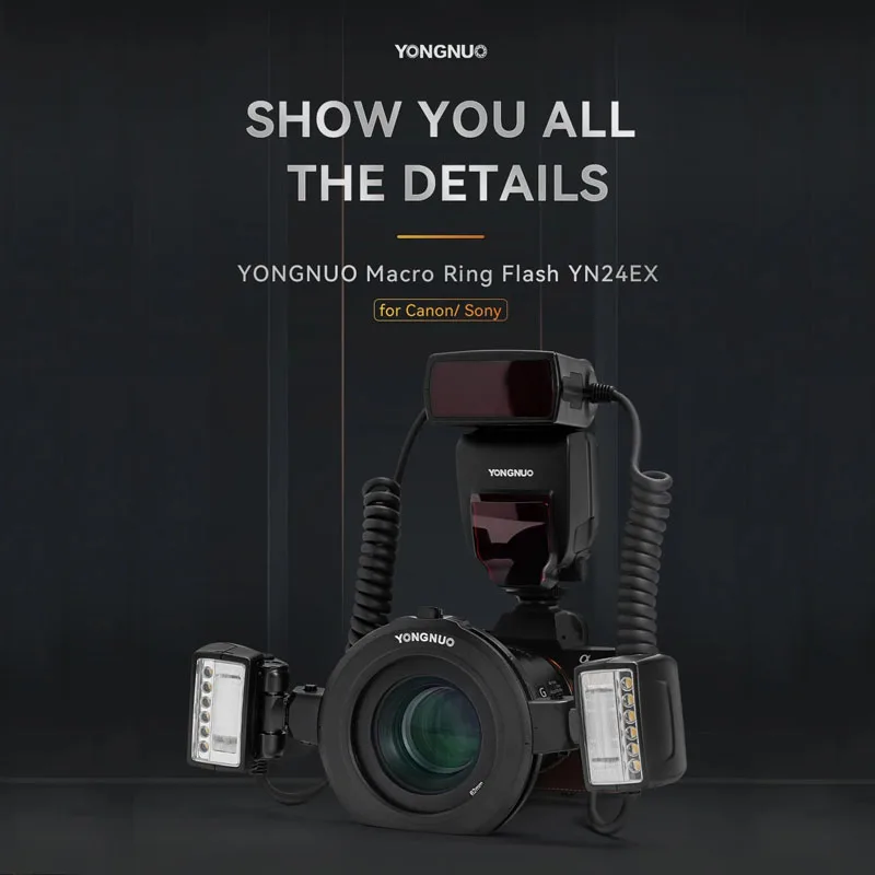 Yongnuo Yn24-Ex Ettl Macro-Photo Flash Speedlite Con Doppia Testa Flash-Light Per Canon Eos 5Diii 7Dii 80D 750D