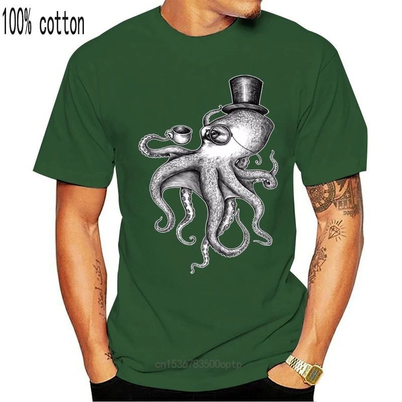 

New Octopus in Top Hat Funny Men Women Vest Unisex T Shirt 2032 Cartoon t shirt men Unisex 2021 Fashion tshirt