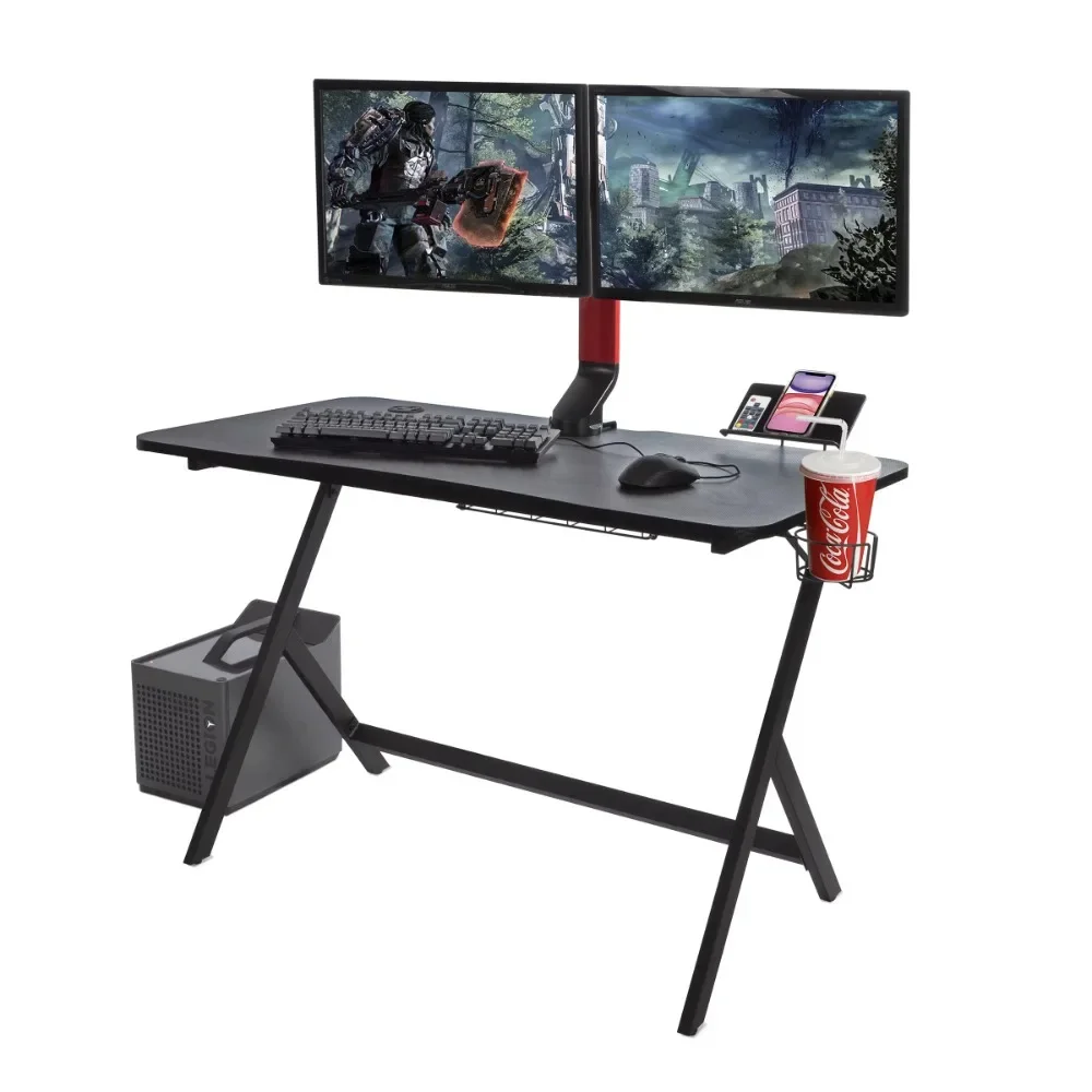 Gaming Desk With 24 Multicolor LEDs and 3 USB Ports Computer Desk Table for Laptop