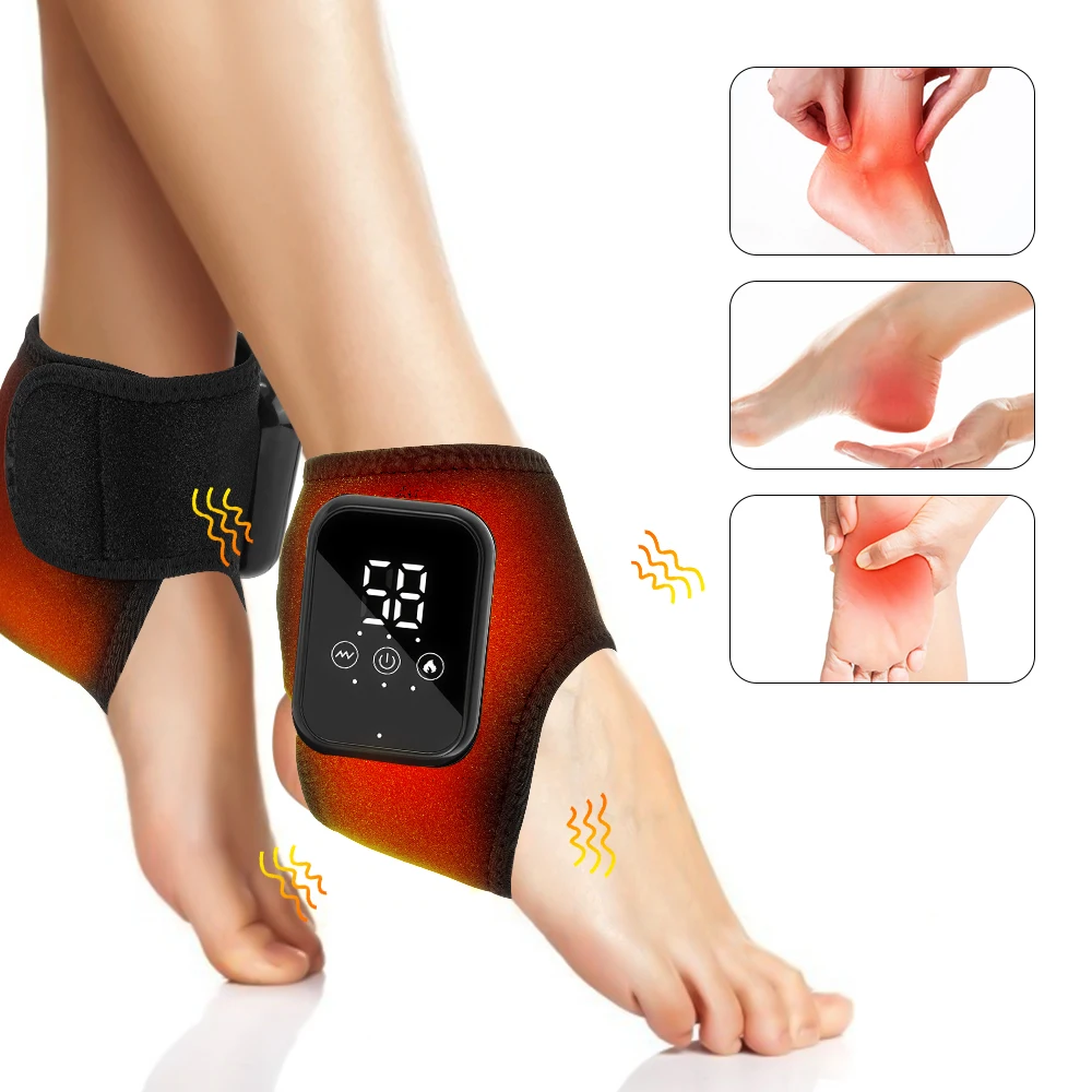 Electric Heating Ankle Guard 3 Levels Hot Compress Vibration Massage Cordless Fo
