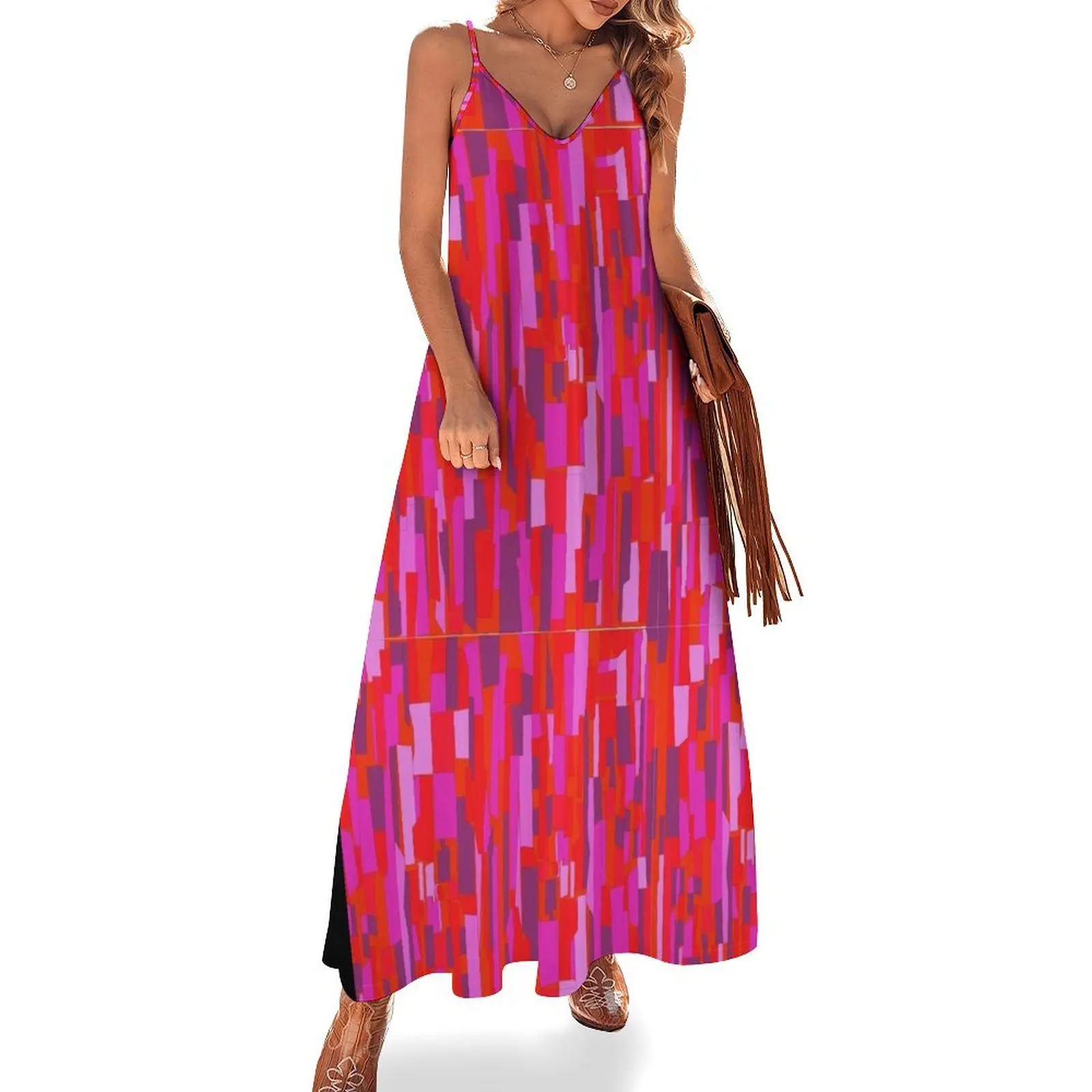 

Retro 60s Crackle Glass Pattern, Party Disco Sleeveless Dress long sleeve dress dress for woman