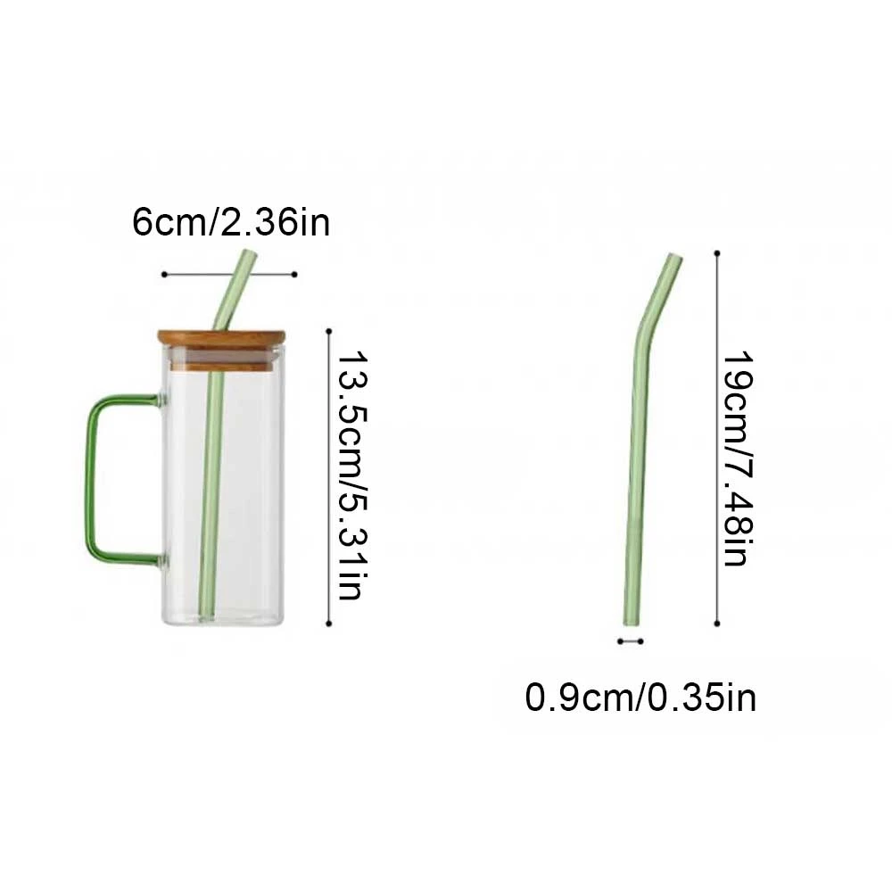 400ml TikTok Trending Square Glass Cup with Bamboo Lids and Glass Stra –  Trendy Supply