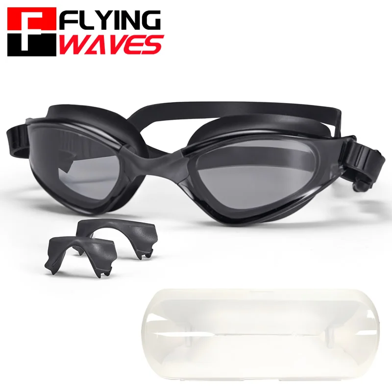 Professional Racing Swimming Goggles Men Women HD Anti Fog Bayer Lens Replaceable Nose Pad