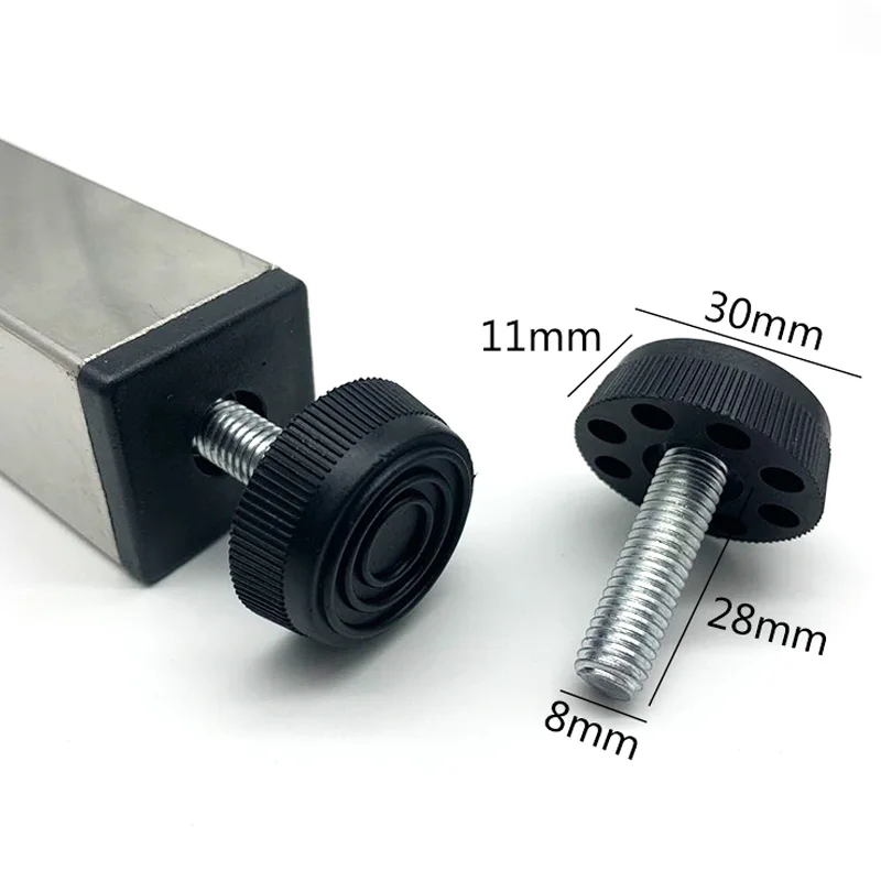 Plastic Pipe Caps 1/4/10pcs M6 M8 Black Square Plastic Pipe Plugs Adjustable Screw Foot Pad Furniture Leg End Caps 10 15 16 19 20 25 30 38 40 50mm