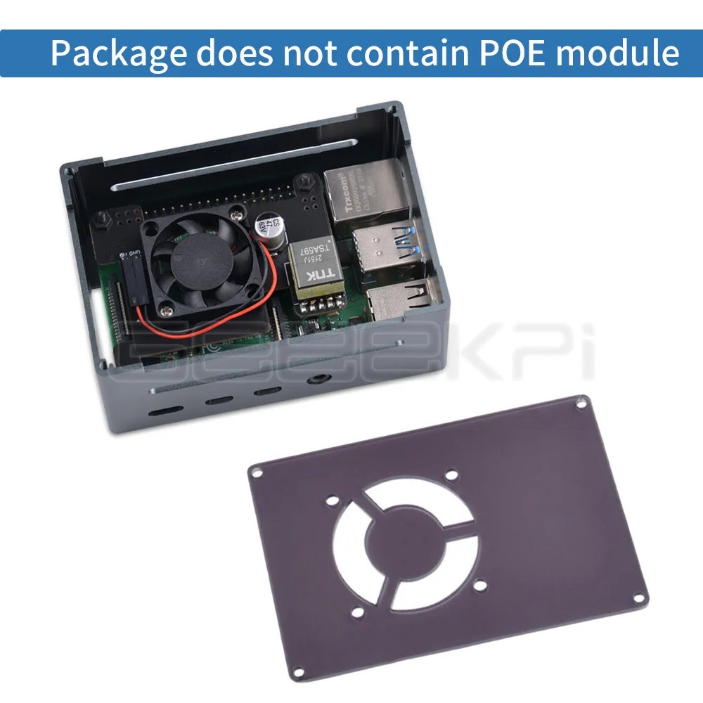 GeeekPi-Raspberry Pi 4B Case, Suporta chapéu PoE, Ventilador 5V