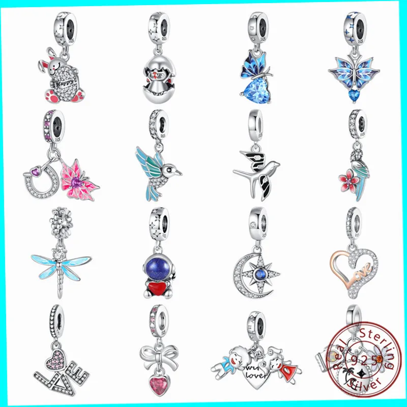 

Charms Fit Pandora 925 Original Bracelet Bead Bird Silver Color Change Zircon Round Charm DIY Jewelry 2023 Hotsale