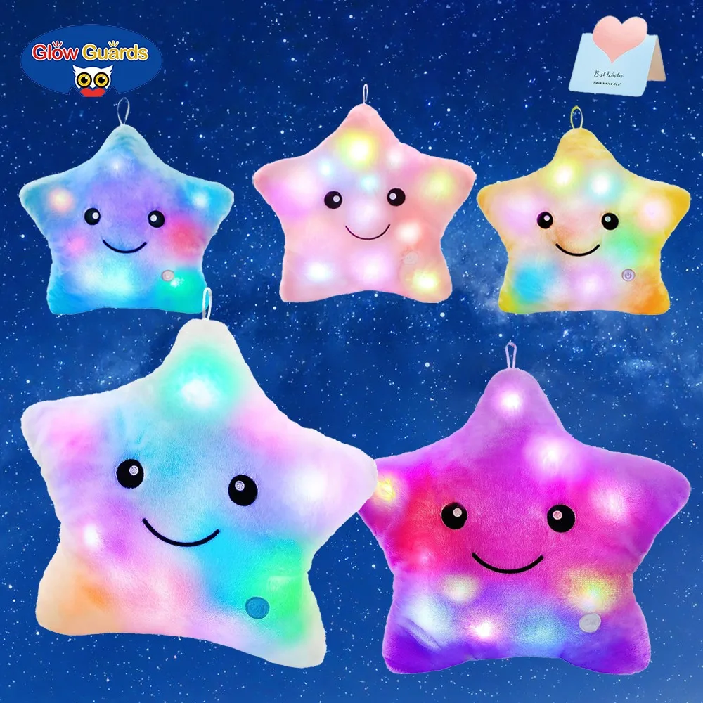 33cm Big Star Throw Pillows Doll with LED Light Stuffes Star Colorful Plush Toys Soft Birthday Gifts for Girls Kids Pillow Large электрический массажер с эффектом памяти xiaomi repor airbag lumbar pillow rp u3 light blue