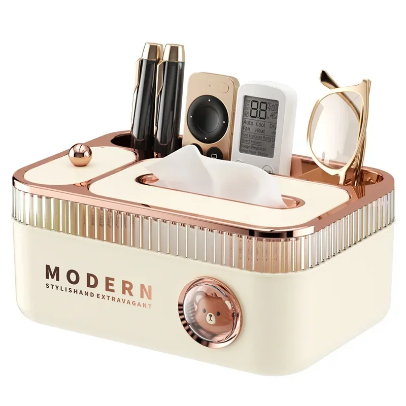 Luxury Cream Paper Towel Box Multi-Function Creative Home Living Room Tabletop Remote Controller Storage Drawer Box For Extracta 5