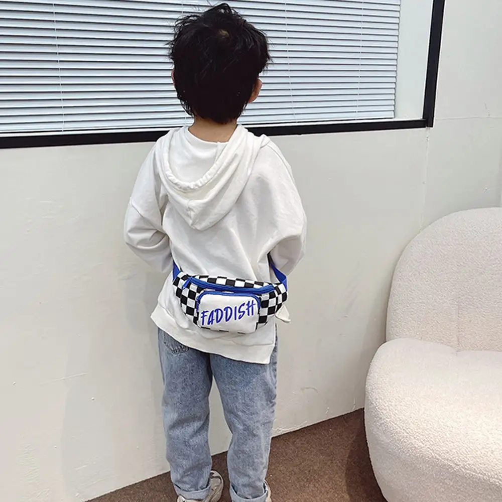Cute Vintage Lingge Hiphop Small Retro Letter Children\'s Bag Waist Bag Messenger Bag