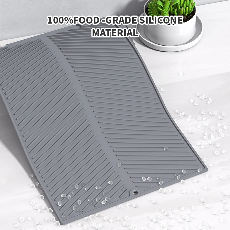 Dish Draining Mat Silicone Dish Draining Mat Kitchen Pans Washing Up Drainer Tray Drying Board Pad Sink Strainers Rack for Bottom of Mat draining