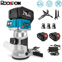 Brushless Electric Trimmer 6 Speeds Cordless Wood Router 6/6.35/8mm Woodworking Engraving Slotting Tool for Makita 21V Battery 1