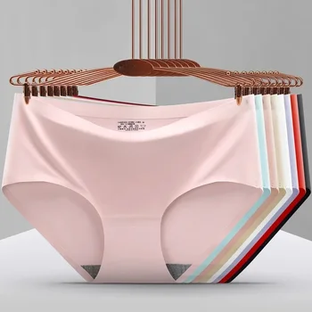 Mutandine di seta di ghiaccio senza cuciture per le donne Slip comfort intimo Taglia grande Vita media M-XXL Opzioni di colore multiple Lingerie 1 pezzo