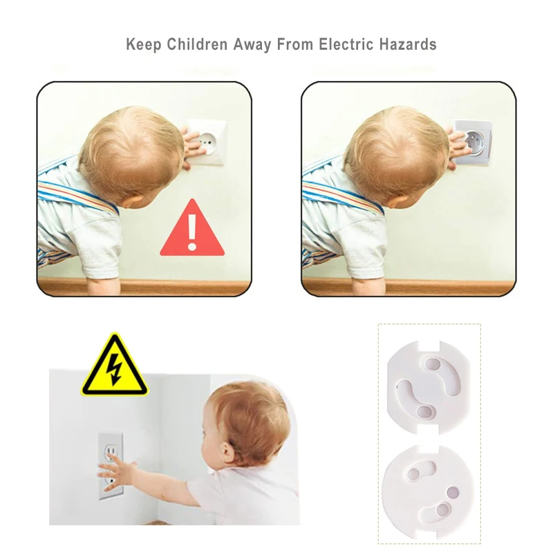 Socket Covers 10pcs Baby Safety Electrical Security Plastic Safe Lock Cove Socket Protection Electric Shock Hole Children Care