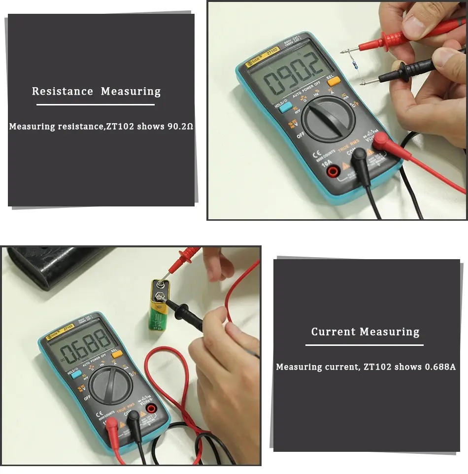 BSIDE Digital Multimeter Voltage Tester Multimetro With Continuity Frequency Resistance Capacitance Temperature Diode Test 3