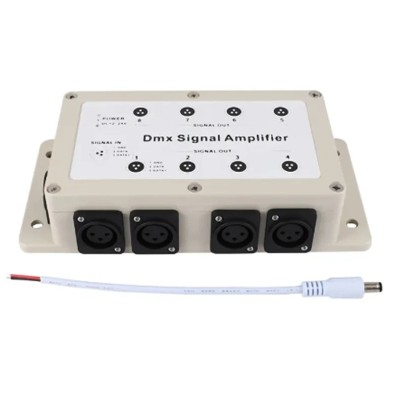 가정용 아이보리 플라스틱 LED 컨트롤러 신호 증폭기, DC 12-24V, 8 채널 출력, Dmx Dmx512, 1 개